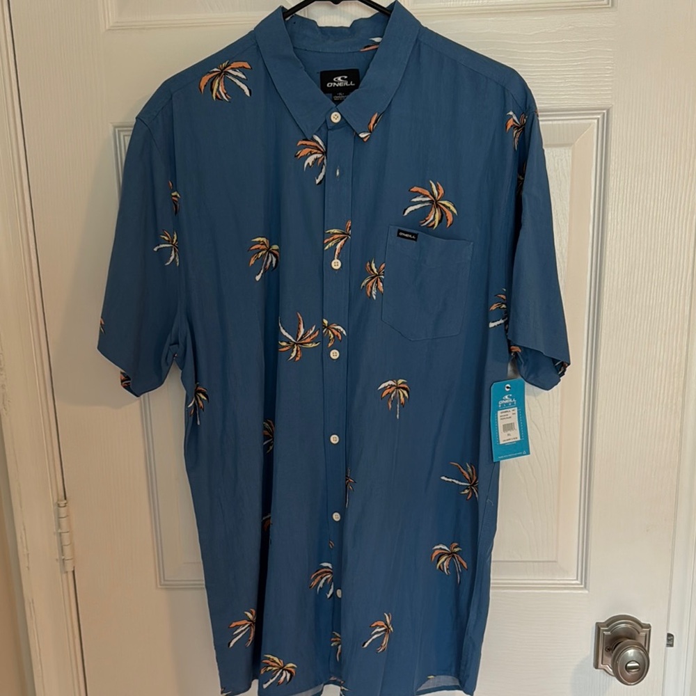 O'Neill Men's Blue Palm Tree Shirt